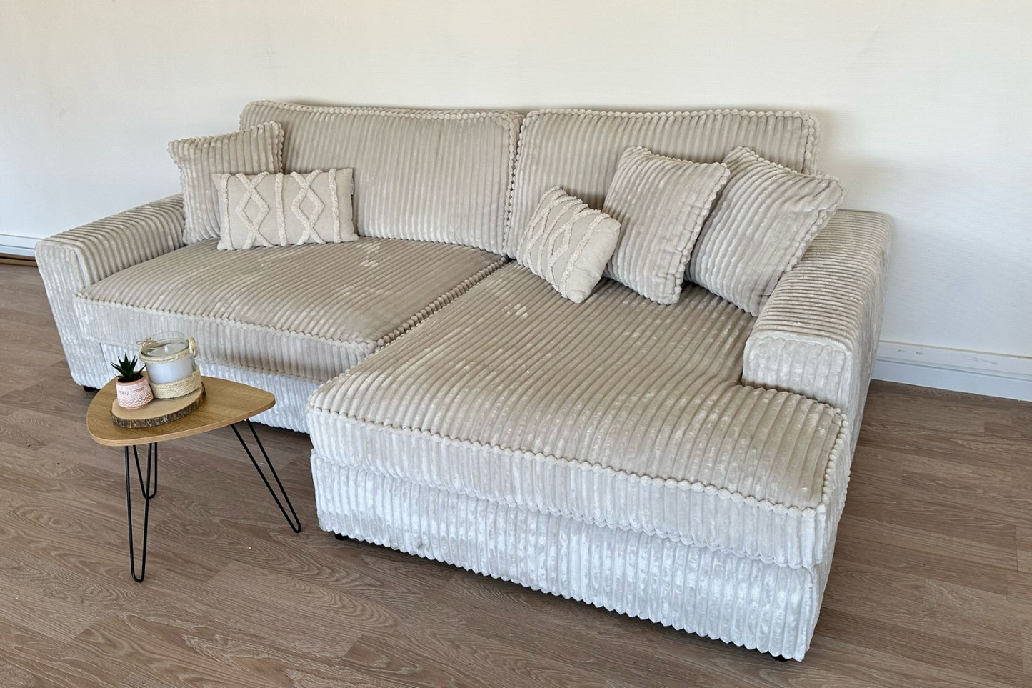 Canapé Mini LEXUS Côtelé Blanc Cassé