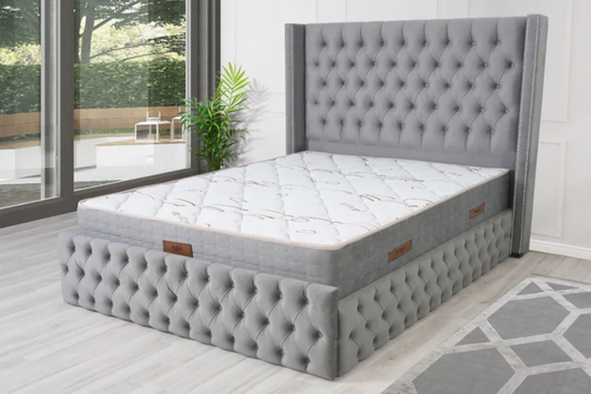 Cadre De Lit CLOUTE Velours Gris