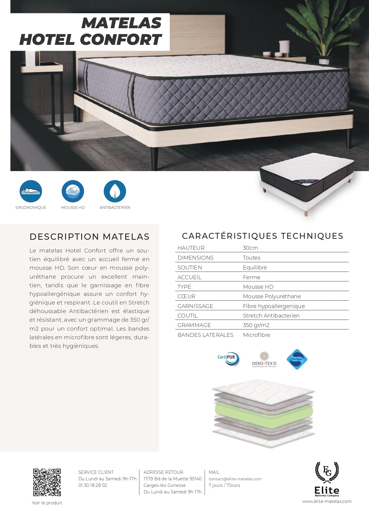 Matelas Élite Mousse ferme De Haute Qualité 140x190 – 160x200 – 180x200 | Épaisseur 30 cm – ÉLITE LUXE