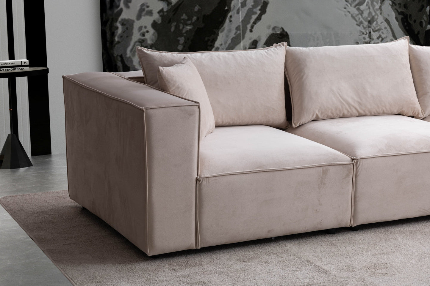 Canapé ELEGANCE Velours Modulable 3+1 Pouf