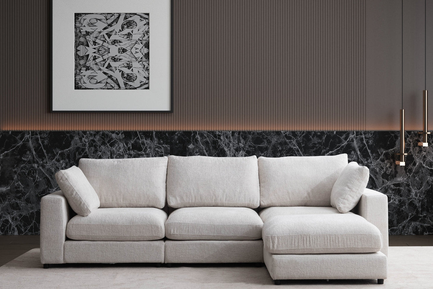 Canapé JULIA Modulable Chenille  3+1 Pouf