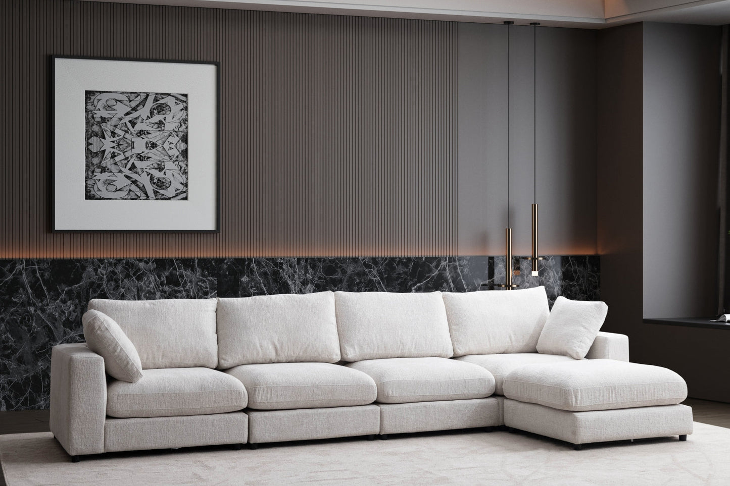 Canapé JULIA Modulable Chenille 4+1 Pouf