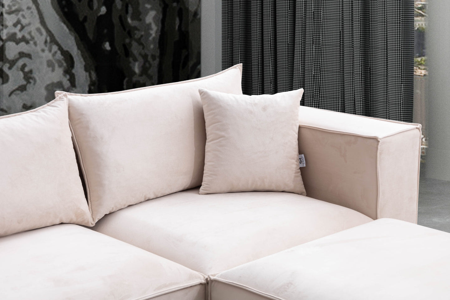 Canapé ELEGANCE Velours Modulable 4+1 Pouf