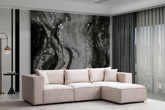 Canapé ELEGANCE Velours Modulable 3+1 Pouf