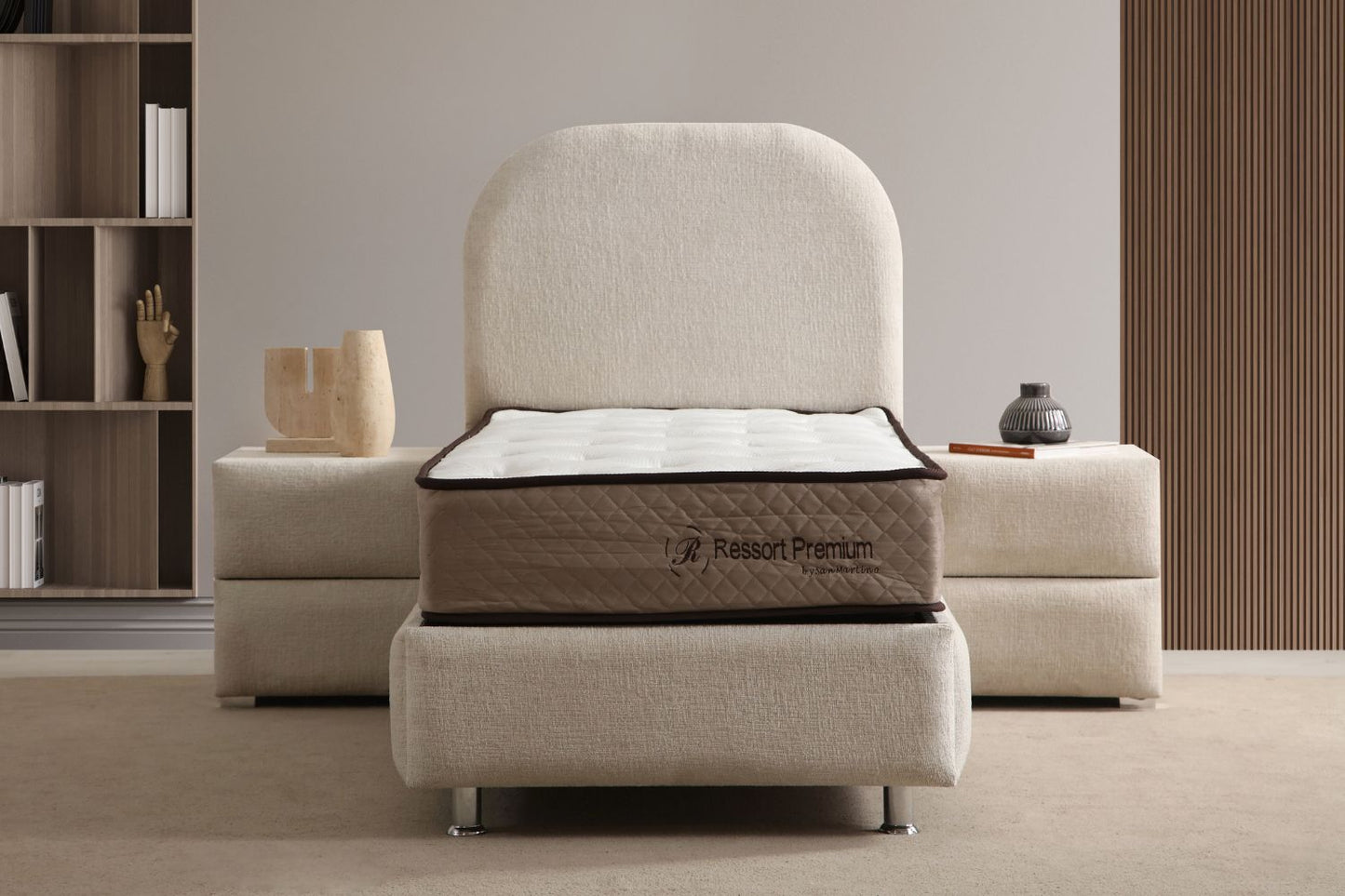 Lit Coffre Enfant JADE Chenille Blanc Cassé